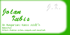 jolan kubis business card